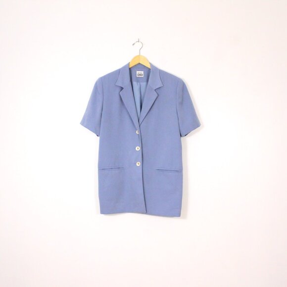 *Moda Petite Blue Short Sleeve Blazer - Picture 4 of 6